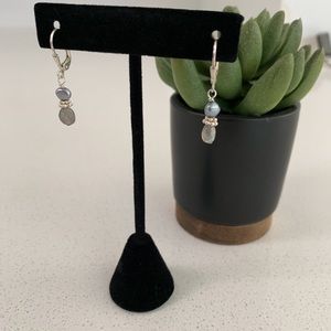 Sterling Keshi Pearl and Labradorite Earrings